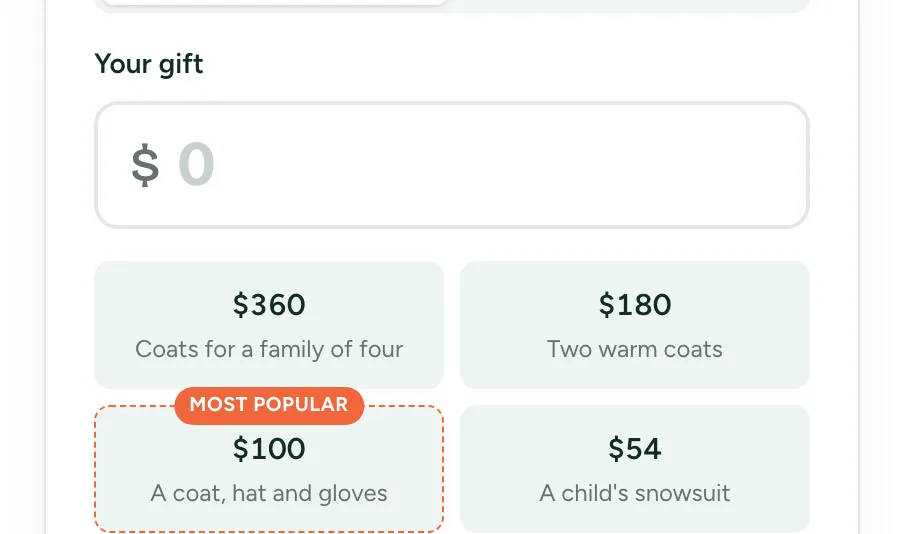 Amounts with impact text to drive conversion